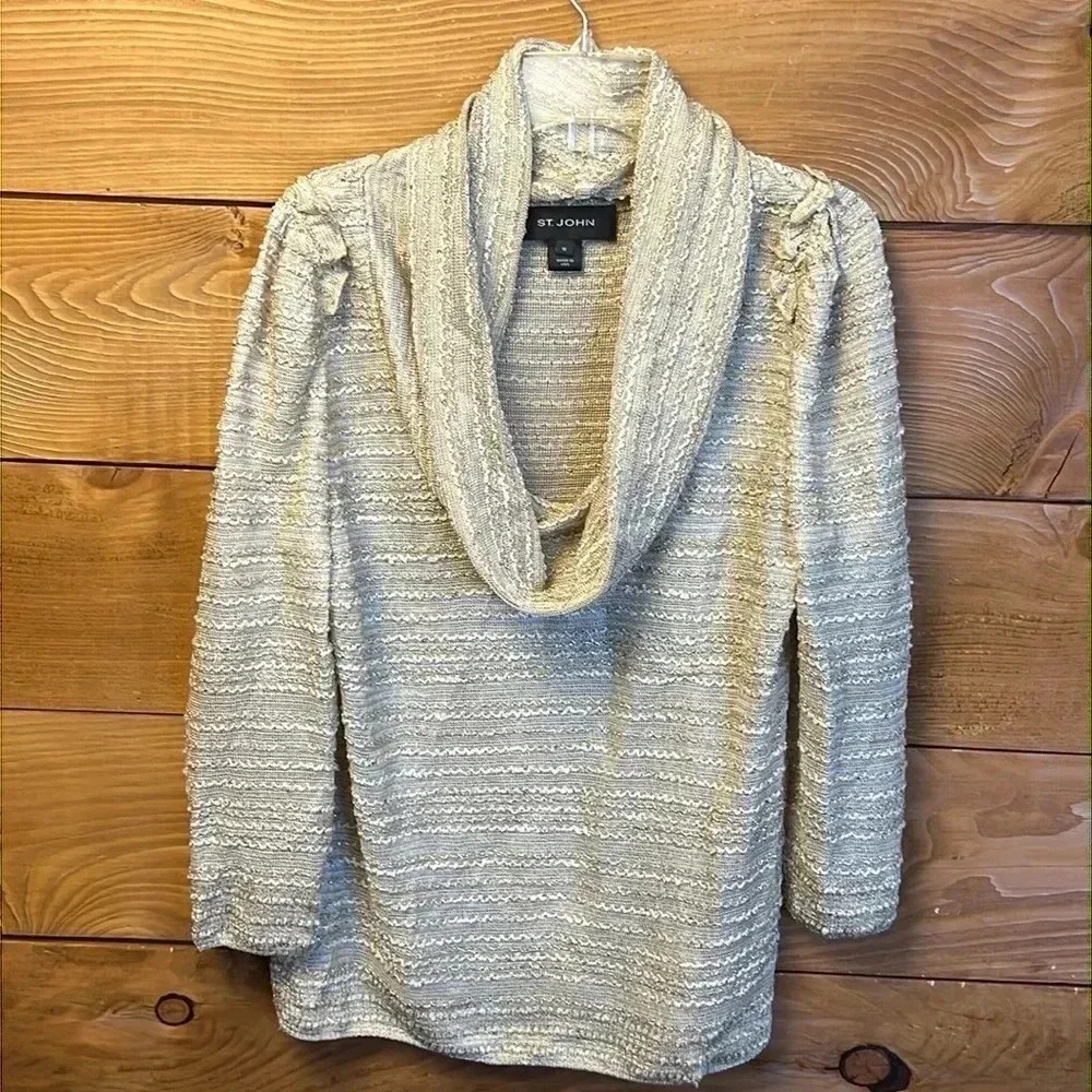 St. john womens knit glitter Md party cocktail cowl neck lightweight wedding